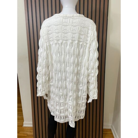 Soft Surroundings Women's 2X White Dress Cotton Shift Mini Textured Boho Stretch - Picture 2 of 9
